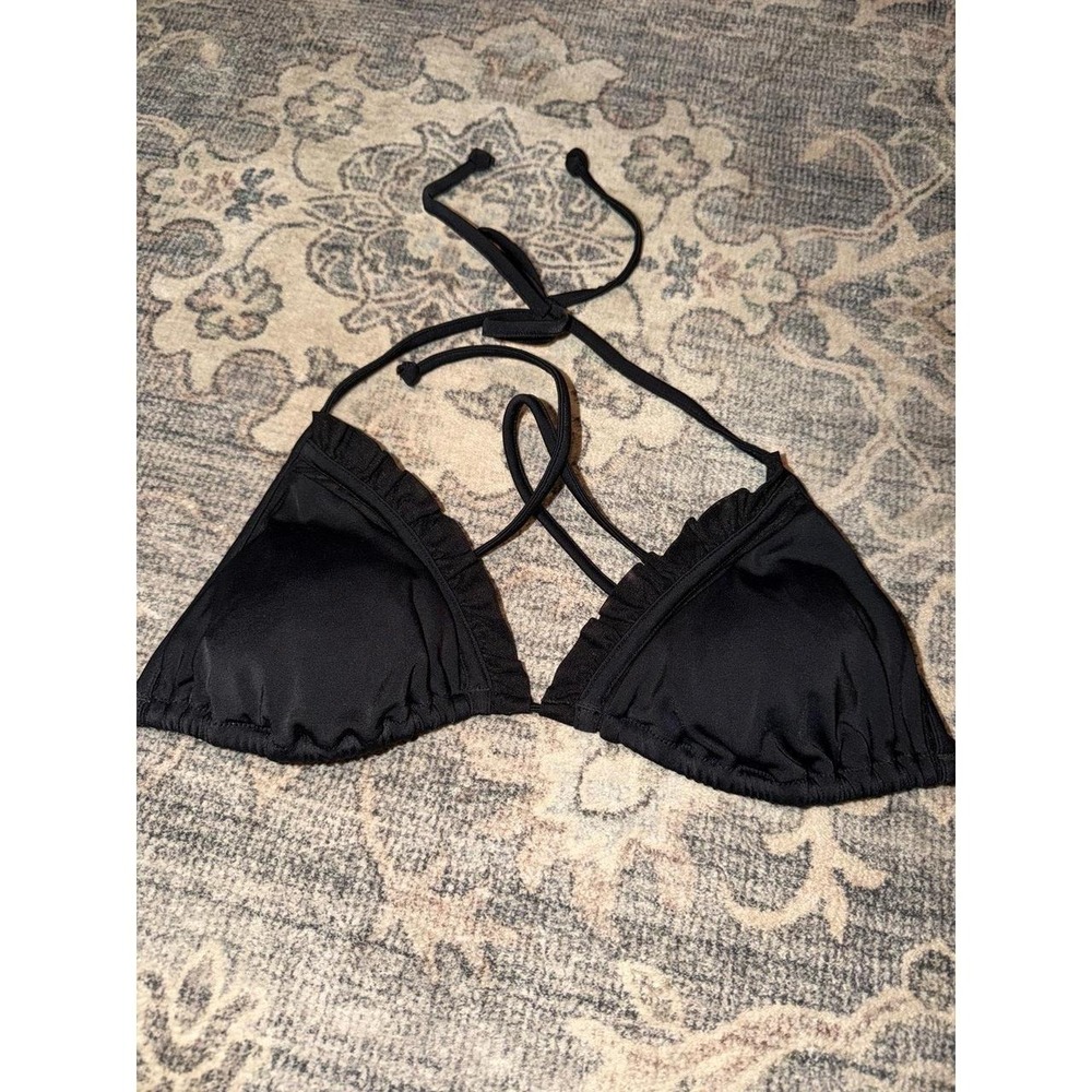 Vintage Victorias Secret. black Ruffle Tulle Bikini Top 2005